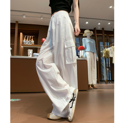 夏季薄款速干高腰宽松工装裤女