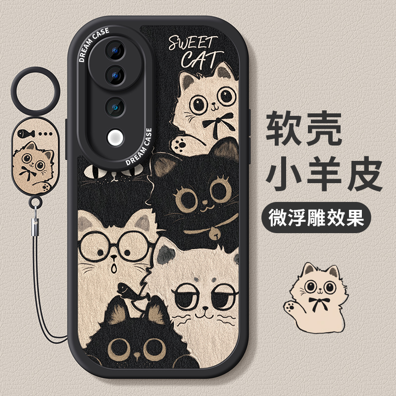 适用vivoS20系列手机壳黑白猫咪