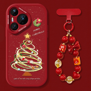 适用华为pura80pro手机壳新款 外壳 pura70保护套ultra全包p60硅胶p50e防摔p40新年p30红色圣诞树pure磨砂p70