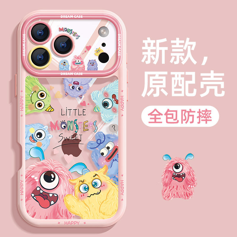 适用苹果17promax手机壳女款iphone17pro保护套全包硅胶ip17卡通可爱小怪兽por防摔磨砂pg十七软外壳透明新款