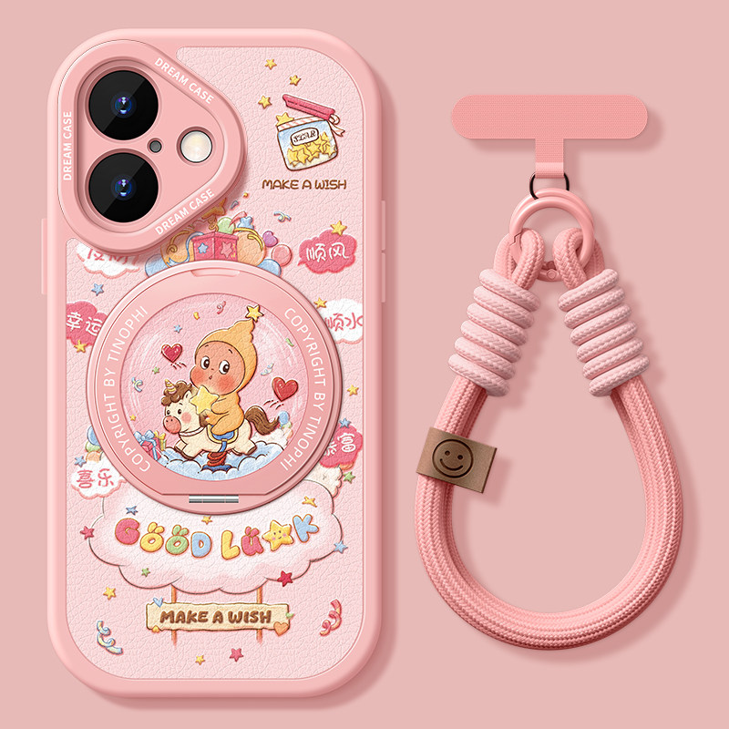 适用苹果17手机壳16女款iphone15promax保护套14plus全包13带支架12防摔11福气小人物8/7/6卡通air软xs外xr壳
