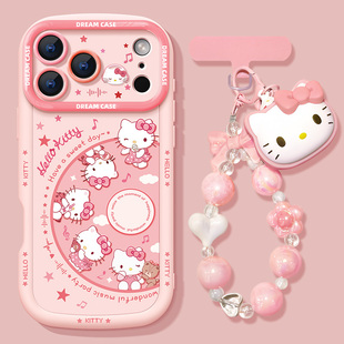 适用苹果17promax手机壳女款iphone16保护套15全包防摔14plus卡通带挂链15por泡芙硅胶爆款air唱片小猫软外壳