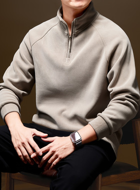 W683 绵羊绒男士立领拉链卫衣冬季打底保暖上衣休闲百搭日常外套