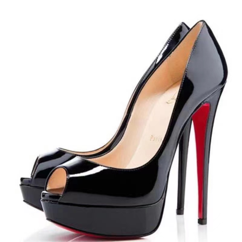 鱼嘴超高跟防水台时装女鞋浅口时尚单鞋夜场走秀表演鞋35-48 大码