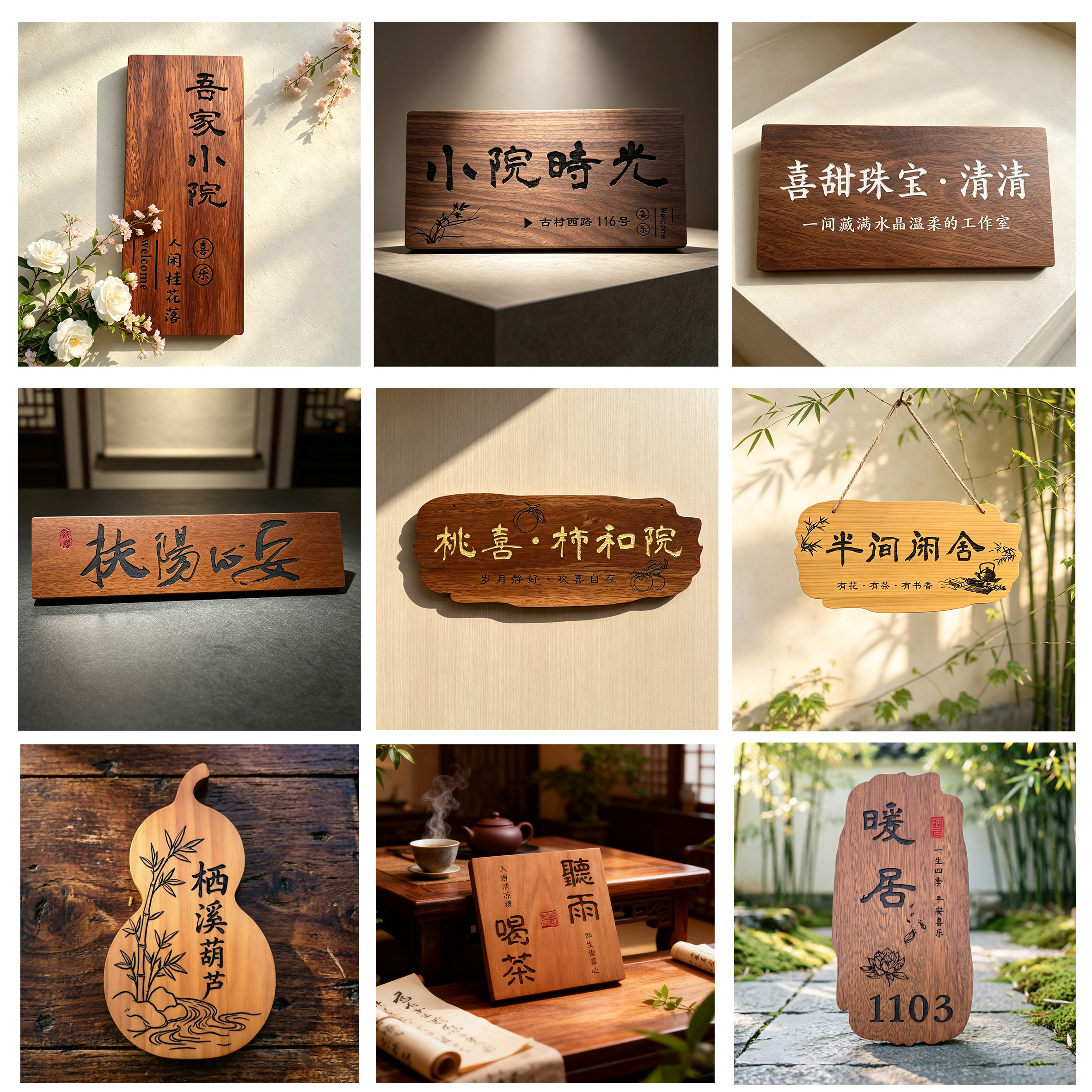 户外复古菠萝格实木门牌定制刻字