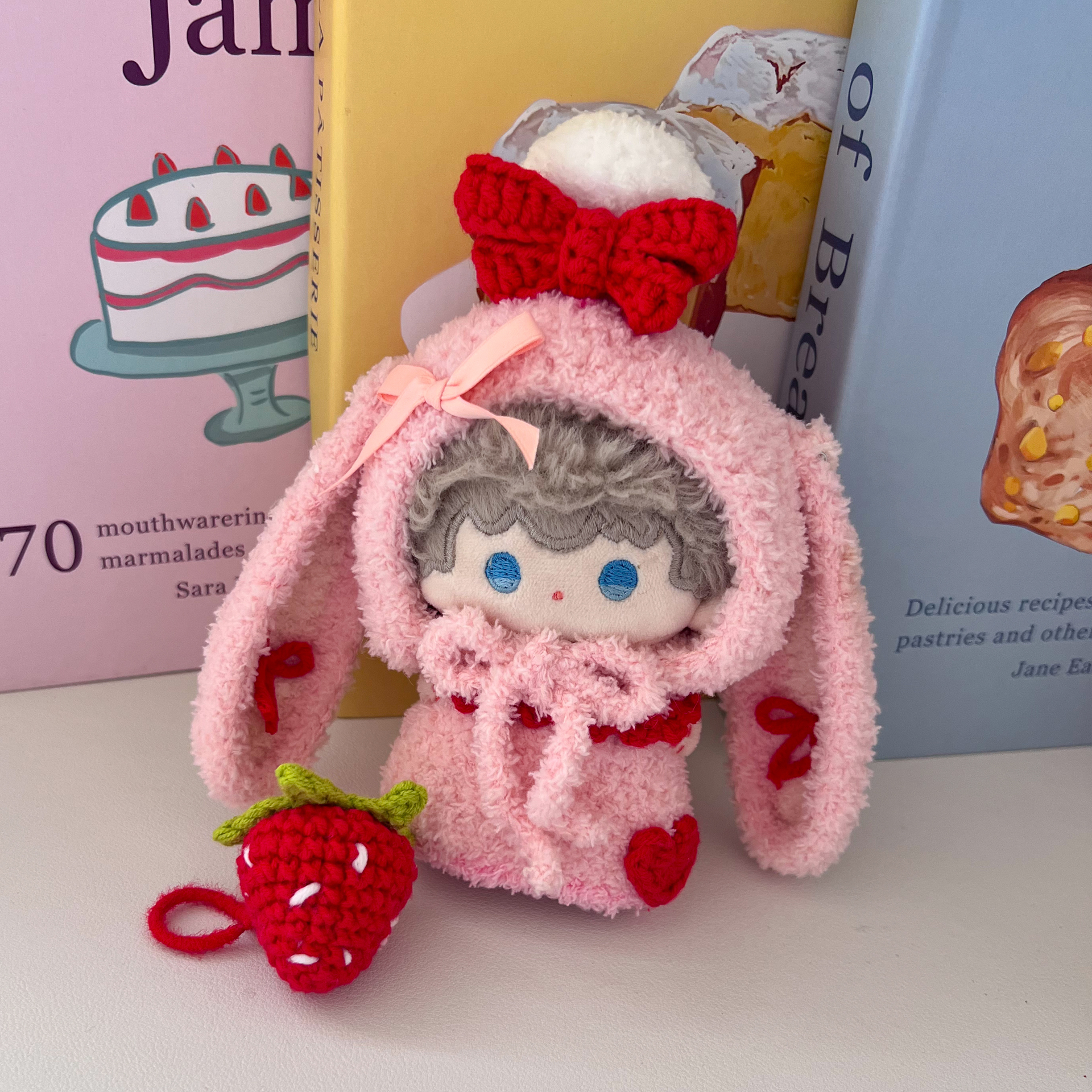 10cm棉花娃娃正常体海星体服饰着替diy草莓兔粉色垂耳娃衣材料包