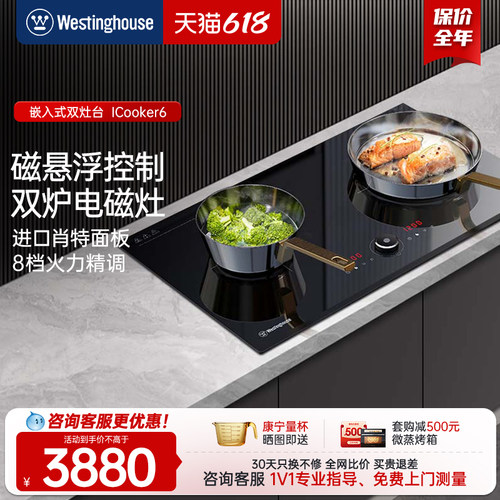 美国西屋嵌入式双灶多功能电池炉