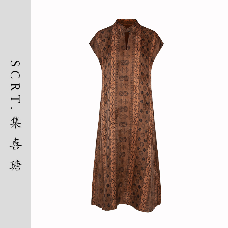 SCRT集喜瑭香云纱花萝连衣裙SGS13906