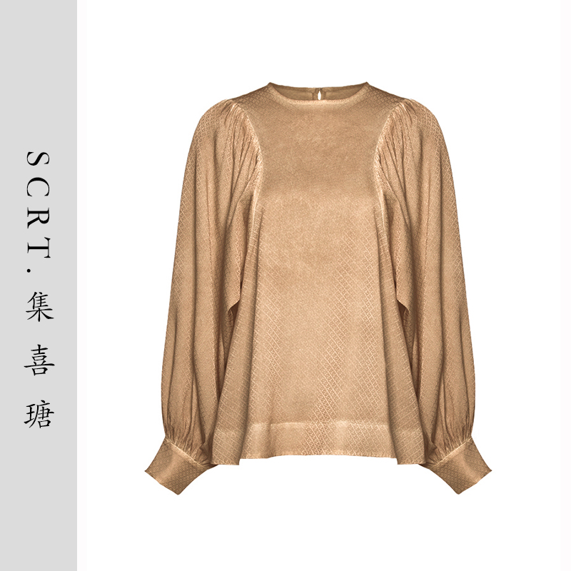 SCRT集喜瑭桑蚕丝炒色灯笼袖衬衫上衣SGS13811