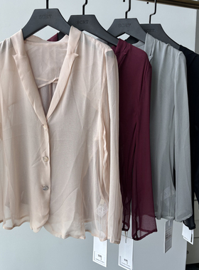 SCRT集喜瑭100桑蚕丝 贝母扣 防晒西装女衬衫SCA1253