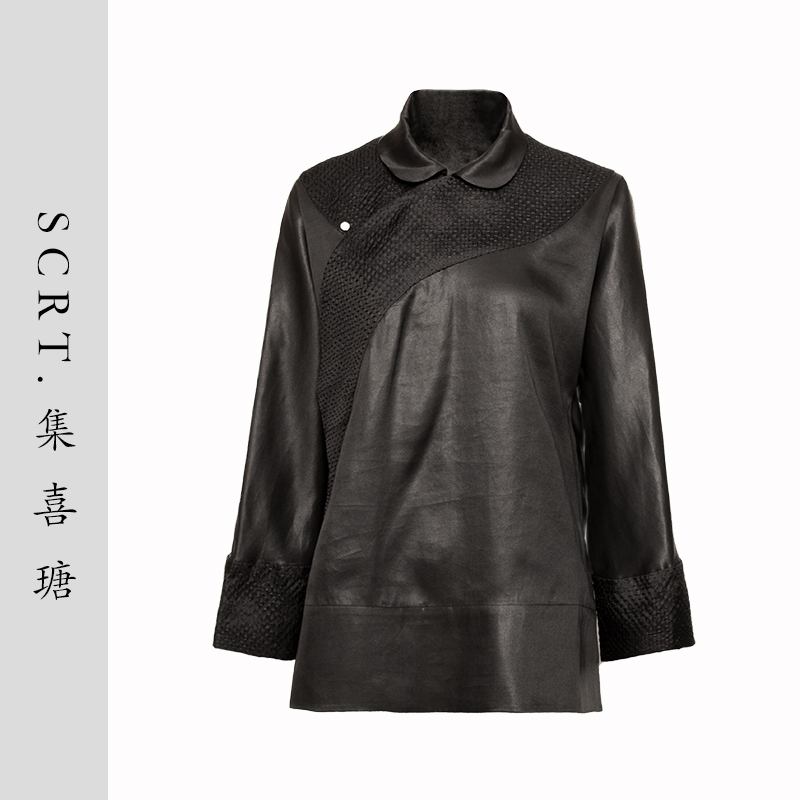 SCRT集喜瑭香云纱刺绣斜门襟珍珠扣外套SFW13959