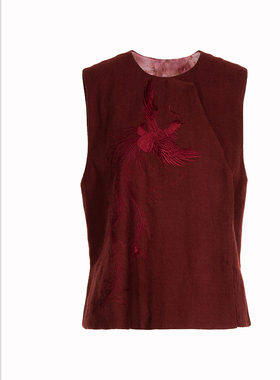 SCRT集喜瑭羊毛凤凰绣花背心马甲SFW12334