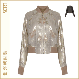 SCRT集喜瑭桑蚕丝香云纱两面穿拉链夹克SZW2508