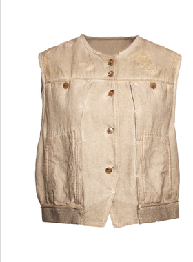 SCRT集喜瑭汉麻亚麻工装风马甲上衣SGS12464