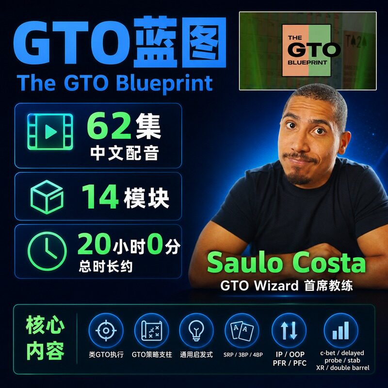 Saulo Costa GTO蓝图德州扑克教程碾压低级别GG教学中文翻译配音