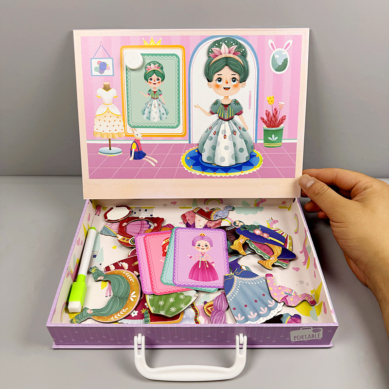 幼儿童磁性拼图3-6岁换装游戏磁力贴画益智玩具早教1宝宝2男4女孩