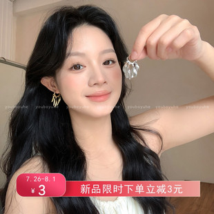 度假风夸张耳饰 银色蝶翼流苏耳环女轻奢高级感精致耳扣2025年新款
