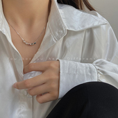 极简方块项链女款 小众设计感嘻哈蛇骨链冷淡风欧美金属锁骨链配饰