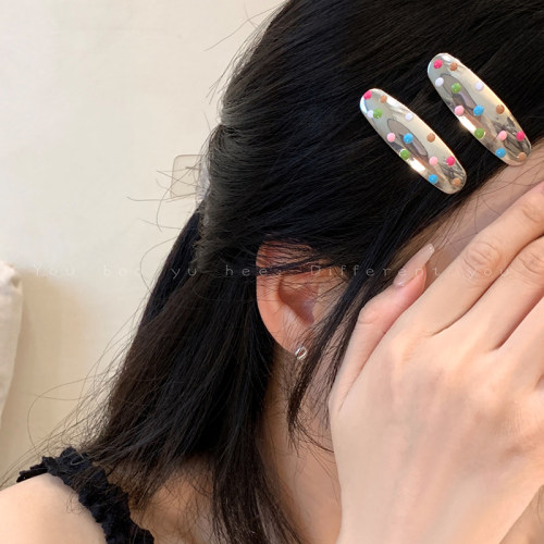 彩色波点银色发夹碎发一字夹发卡