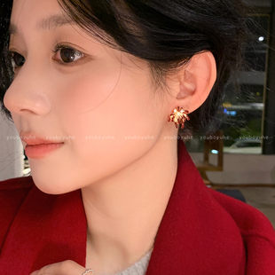 烟花叙年!超闪耀红色烟花锆石耳钉女轻奢高级感新年显白耳环耳饰