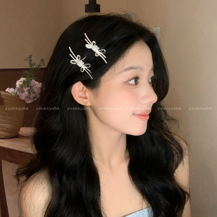 甜美珍珠锆石蝴蝶结发梳女新娘盘发婚纱礼服发饰2026新款精致头饰