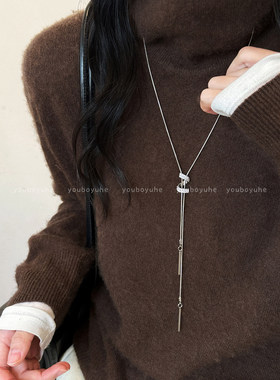 韩系银色螺旋吊坠轻奢高级感项链