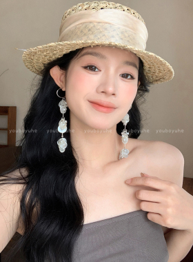 超仙贝壳流苏耳钉海边度假风耳饰