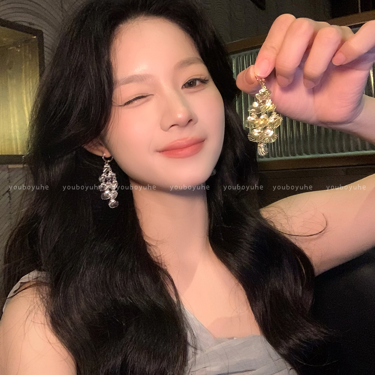 银色镂空扇形亮片贝壳耳环女轻奢高级感独特设计耳坠个性夸张耳饰