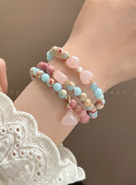 粉水晶莲蓬手串双层天然石手串