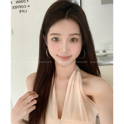 气质大气银色大圆圈素圈耳环