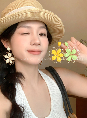 太阳花海边度假风夸张耳钉耳环女