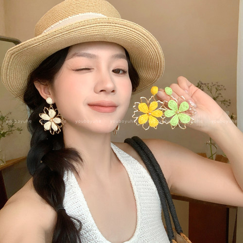 太阳花海边度假风夸张耳钉耳环女