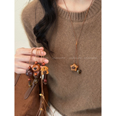 萌趣乐园 虎眼石小熊狗狗项链女秋冬可爱小众设计毛衣链挂脖配饰