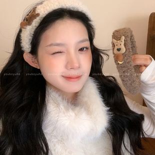 冬季白色毛绒小狗发箍女高级感洋气时尚压发头箍精致百搭头饰发饰