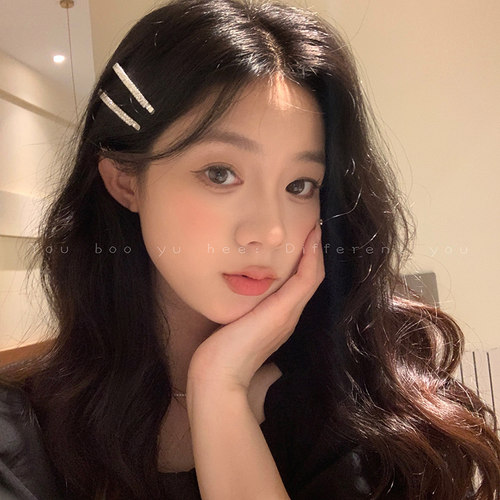 超闪锆石珍珠交叉侧边发夹发饰女