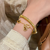 好运福禄 高保色虎眼石葫芦18k金手链女轻奢小众精致叠戴手镯手饰