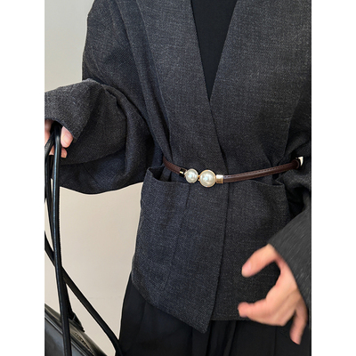 珍珠细腰封毛衣装饰收腰皮带腰带