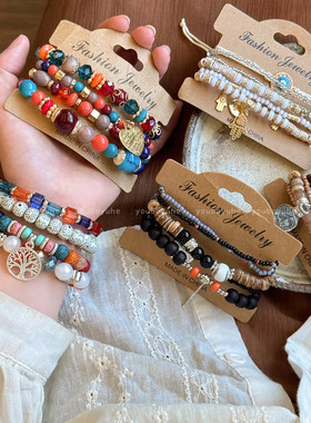 波西米亚串珠多层叠戴民族风手链