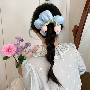 郁见春天~立体郁金香大肠发圈女高级感丸子头发绳2025新款发饰品