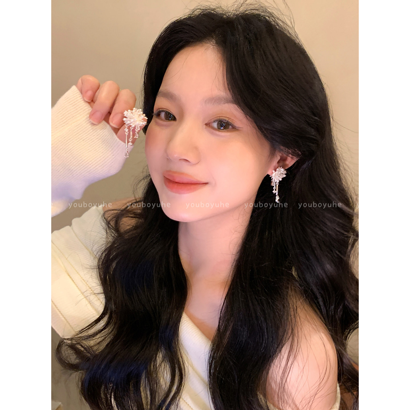 璀璨烟花~珍珠流苏耳环女款轻奢高级感气质银针耳钉独特漂亮耳饰