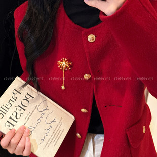 绚烂花火~新年红色烟花流苏胸针女高端精致时尚胸花衣服别针配饰