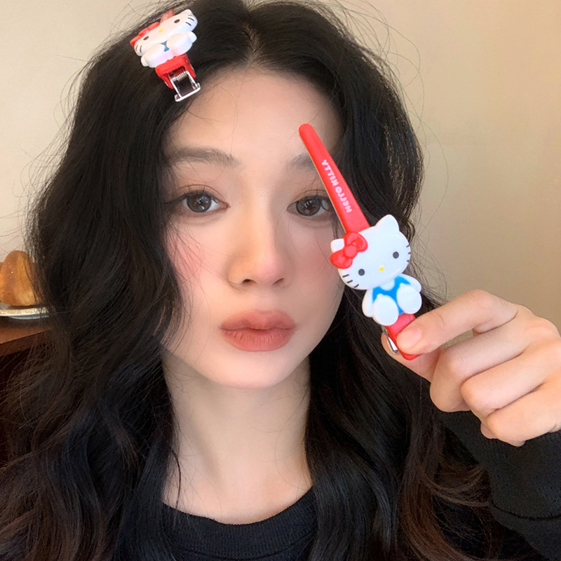 甜美可爱卡通猫咪长款红色发夹