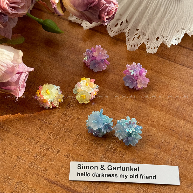 多巴胺立体花朵耳钉春夏新款耳环