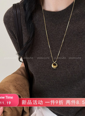 秋冬金色包包项链长款毛衣链配饰