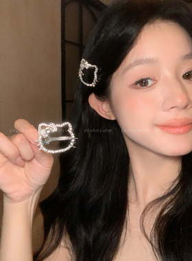 猫咪镂空锆石发夹碎发发夹发饰女