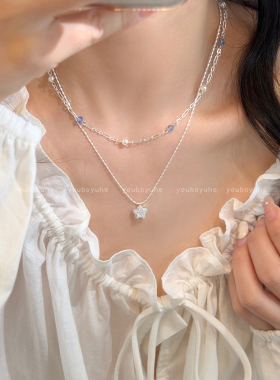 轻奢小众闪锆星星叠戴吊坠项链女