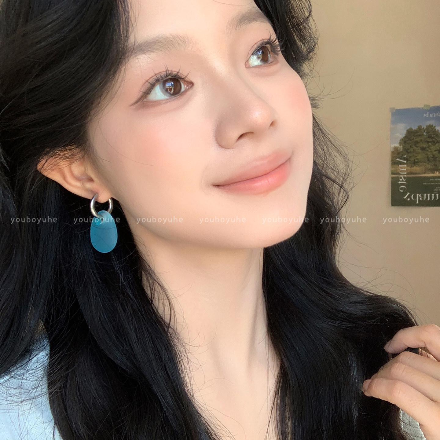 两戴款！高级感海盐蓝耳环女2025新款简约个性耳圈海边度假风耳饰,饰品/流行首饰/时尚饰品新,耳环,淘宝优惠券,粉丝福利购,淘宝优惠卷