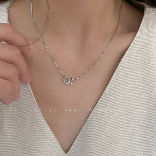 锆石几何吊坠简约日常百搭项链女