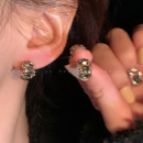 锆石耳钉女轻奢小众耳环2025新款 无耳洞耳夹独特秋冬高级感耳饰品