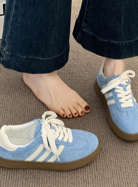 日本offcat蓝色板鞋女2025新款秋季厚底德训百搭运动休闲阿甘鞋